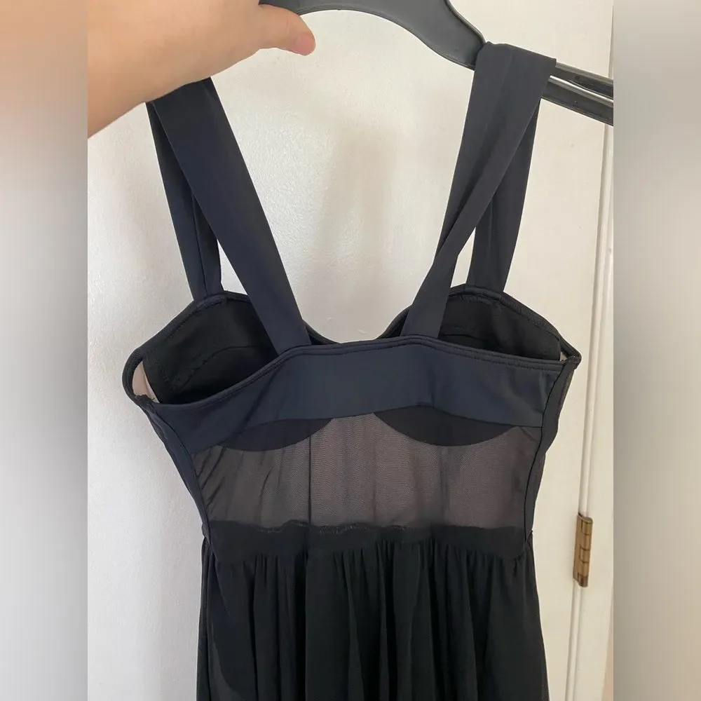 WEISSMAN Dance Costume maxi black corset Bustier Mesh Dress D10563 Adult XSA